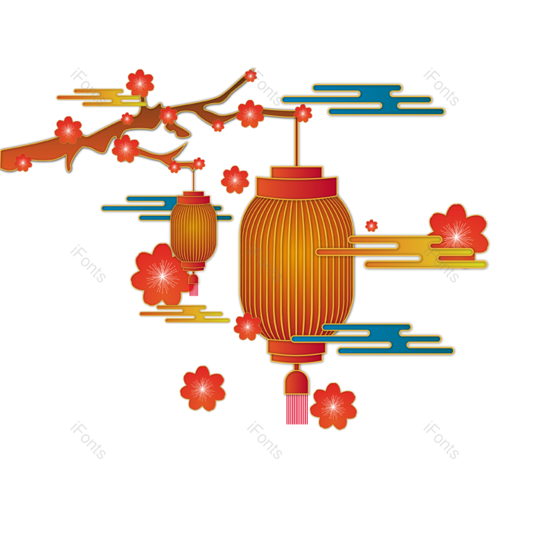 传统图片,中国元素,灯笼PNG,梅花免抠素材